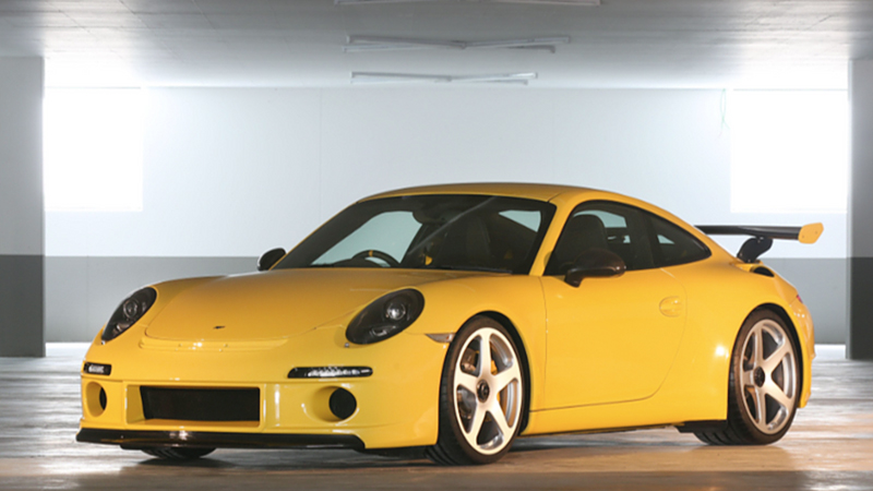 RUF RTR Car: Gallery Showing Narrow Body Yellow Colour Front to Back View