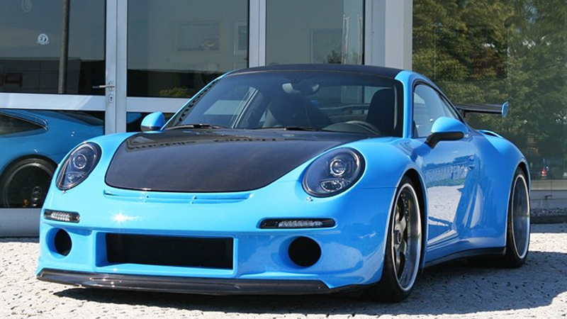 RUF RTR Car: Wide Body, Front View, Baby Blue Colour